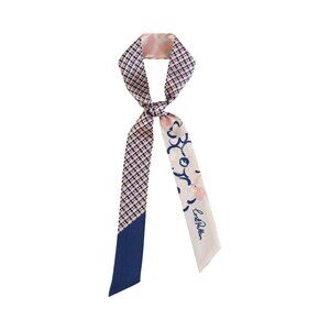 NWT Lost Pattern NYC Floral Houndstooth Silk Skinny Scarf – Blue